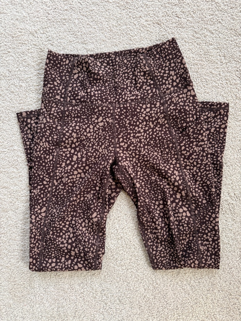 High-Waist Brown Printed Leggings